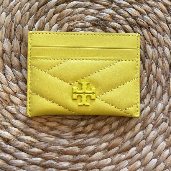 RARE NEW Tory Burch Kira Chevron Card Holder in Neon Yellow - Picture 4 of 5